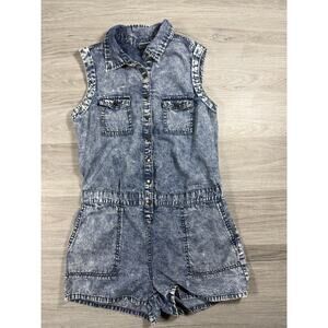 Sleeveless denim romper